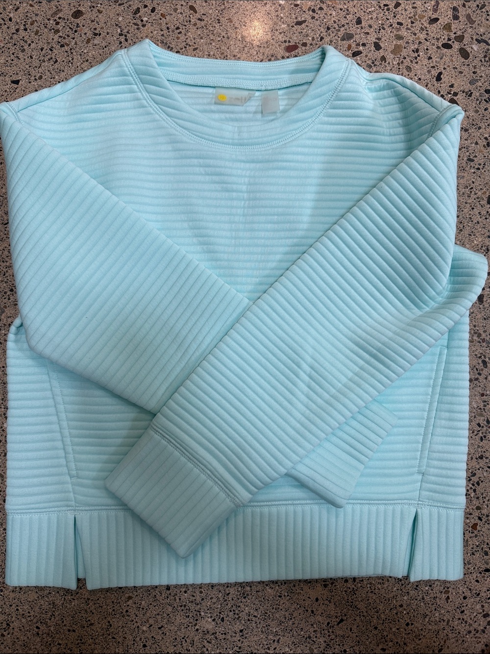 Zella Mint Aqua Ribbed Crew Sweatshirt